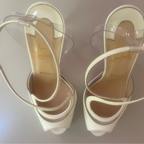 Louboutin White Platform heel 5 in - Picture 6 of 10